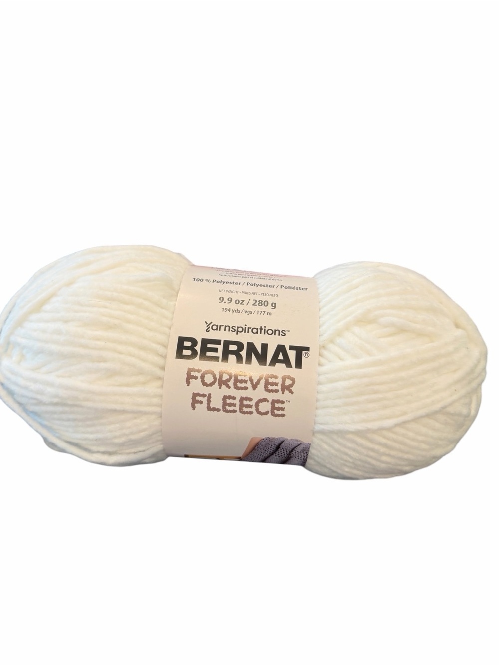 BERNAT FOREVER FLEECE WHITE NOISE #6 Super Bulky 9.9 Oz. 194 Yds NEW